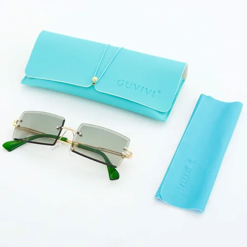 Vista 6 de GUVIVI Gafas de sol rectangulares sin montura para mujeres y hombres pequeñas cuadradas de moda de colores de los años 90 gafas unisex