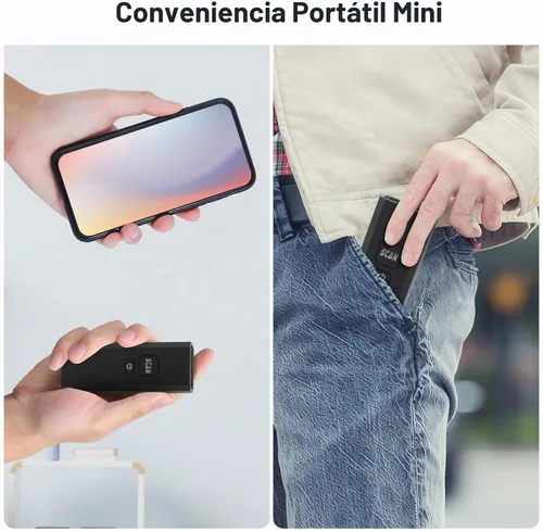 Vista 6 de Escáner de código de barras inalámbrico, mini router automático de código de barras CCD 1D, escáner de código de barras recargable con receptor 2.4G