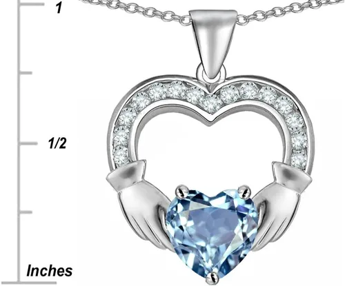 Vista 2 de Star K Collar con colgante de plata esterlina con manos de 0.315 in y corazón de 1 pulgada