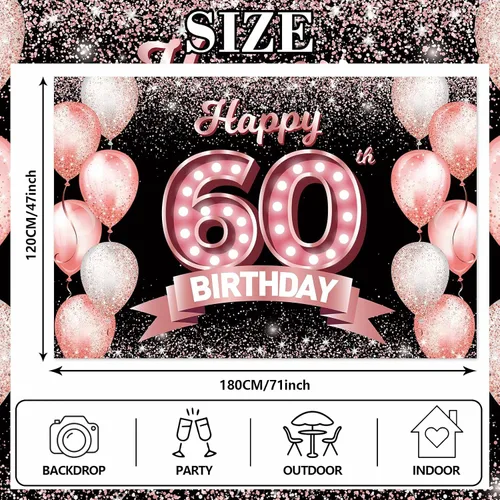 Vista 148 de Cartel de feliz cumpleaños décimo oro rosa, telón de fondo, saludos a 10 años, globos de confeti, decoración temática para niñas de 10 años