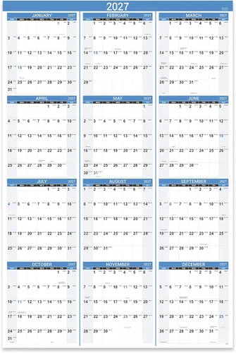 Vista 16 de Calendario anual de pared 2027, enero de 2027 a diciembre de 2027, planificador anual, 34.3 x 22.8 pulgadas (abierto), calendario de pared grande 27