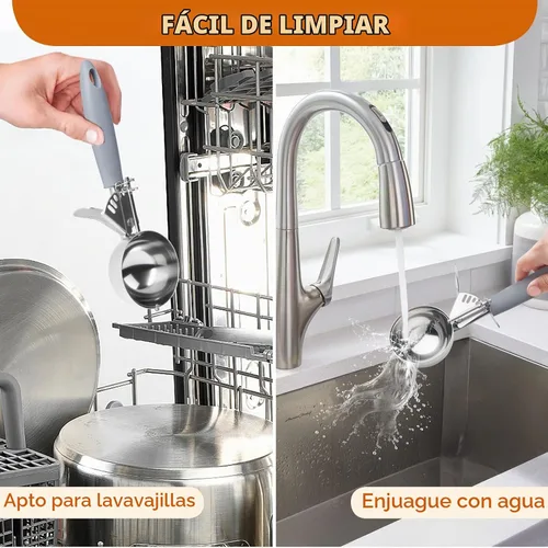 Vista 9 de JUNADAEL J Cuchara grande de 4 onzas para helado con gatillo, plato, tamaño #8 (1/2 taza), cuchara para magdalenas, mango gris, para galletas
