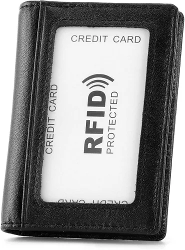 Vista 8 de HAWEE - Cartera de bolsillo frontal para hombre, cuero auténtico RFID