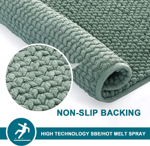 Vista 5 de Turquoize Alfombras de baño de felpilla antideslizante para baño, 17 x 24 pulgadas, extra suaves y absorbentes, lavables a máquina, perfectas
