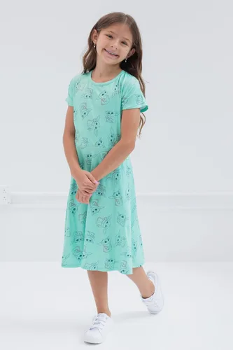Vista 2 de STAR WARS The Mandalorian The Child Girls - Paquete de 2 vestidos de manga corta para niños pequeños a niños grandes