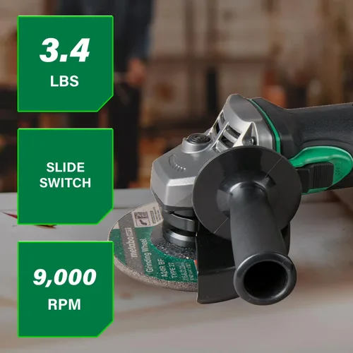 Vista 2 de Metabo HPT Kit de amoladora angular de potencia con interruptor deslizante multivoltios de 18 V, herramienta eléctrica de motor de alto par