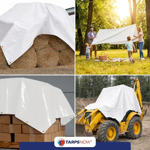 Vista 4 de Tarps Now - Lona de polietileno de 6 x 8 pies, cubierta impermeable resistente de 12 milésimas de pulgada de diámetro, lona de plástico a prueba