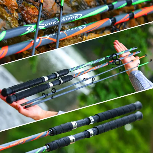 Vista 6 de Sougayilang - Cañas de pescar giratorias, poste de pesca de compuesto de carbono y vidrio fuerte con guías de línea de acero inoxidable para bagres