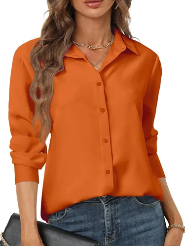 Vista 29 de Camisas de manga larga con botones para mujer, básicas, clásicas, suaves, con cuello a la moda, elegantes y casuales