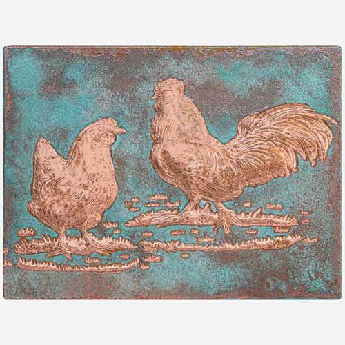 Vista 9 de Kitchen Backsplash, Rooster and Chicken Copper Backsplash, Custom Copper Backsplash Panel, Handmade Copper Backsplash Tile, Indoor Outdoor Wall