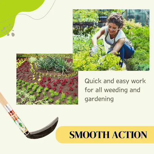 Vista 6 de Hoz japonesa (hoja gruesa), hoja de acero de alta calidad (acero azul n.º 2) herramienta de mano para jardinería, deshierbe y agricultura, longitud