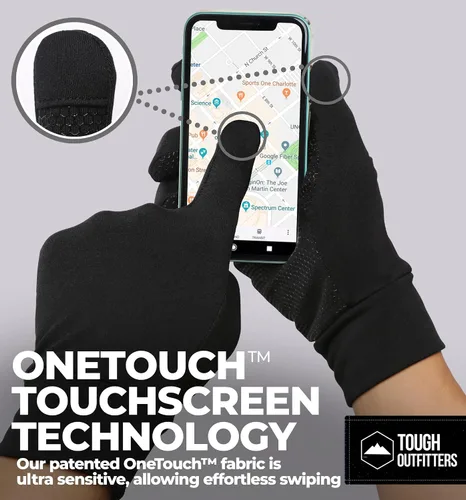 Vista 2 de Tough Outdoors Touch Screen Running Gloves - Winter Glove Liners for Texting, Sports & Exercise - Lightweight Cold Weather Thermal Gloves