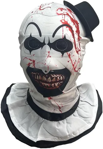 Vista 3 de ETEBAS Disfraz de payaso para cosplay, película de payaso, transpirable, cubierta para la cabeza para Halloween