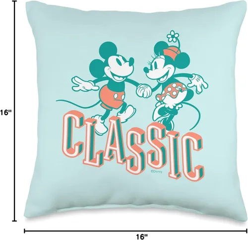 Vista 4 de Disney Mickey and Minnie Retro Classic - Almohada de 15.7 x 15.7 in, multicolor
