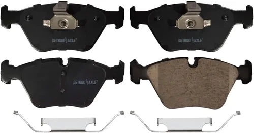 Vista 2 de Detroit Axle - Pastillas de freno delanteras para BMW 330Ci 330i 330xi M3 M5 M6 X3 Z4 Pastillas de freno de cerámica con reemplazo de hardware