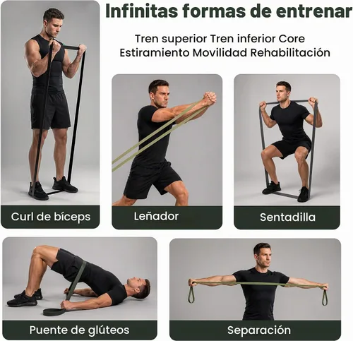 Vista 4 de Juego de bandas de resistencia de salvación para gimnasio, 5 bandas de asistencia y entrenamiento de fuerza, bucles duraderos de levantamiento