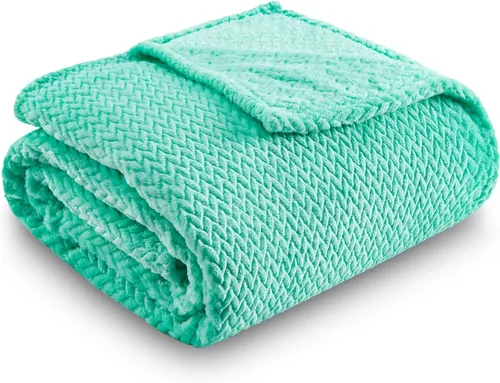 Vista 9 de NEWCOSPLAY Manta de Tiro Súper Suave Aqua Franela Sedosa Premium Fleece con Patrón de Hojas Ligera Manta de Cama para Uso en Todas las Estaciones