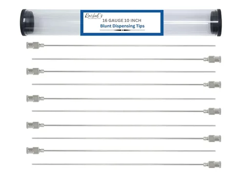 Vista 12 de Rachel's Closeouts 6 paquetes de agujas de calibre 14 de 10 pulgadas de acero inoxidable de punta roma, aguja dispensadora industrial Aguja Luer