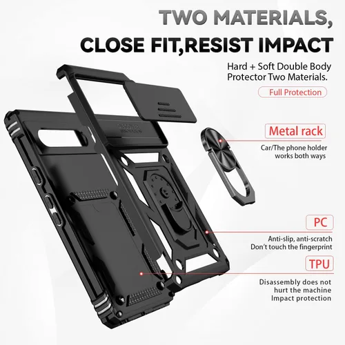Vista 5 de Funda para Pixel 7a, con protectores de pantalla y funda para cámara, [grado militar] de 16 pies. Funda protectora probada contra caídas con soporte