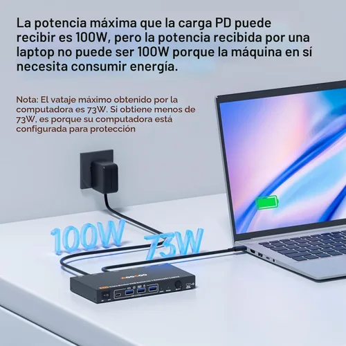 Vista 4 de Interruptor KVM USB C DP, 2 computadoras, 3 monitores, interruptor KVM MST 4K/1080P a 60Hz para 1 PC y 1 computadora portátil Share 3 monitores
