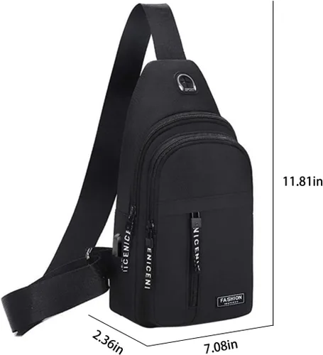 Vista 3 de Crossbody Sling Bag, Waterproof Sling Backpack Bag with USB Charging Port, Small Sling Crossbody Chest Shoulder Bag