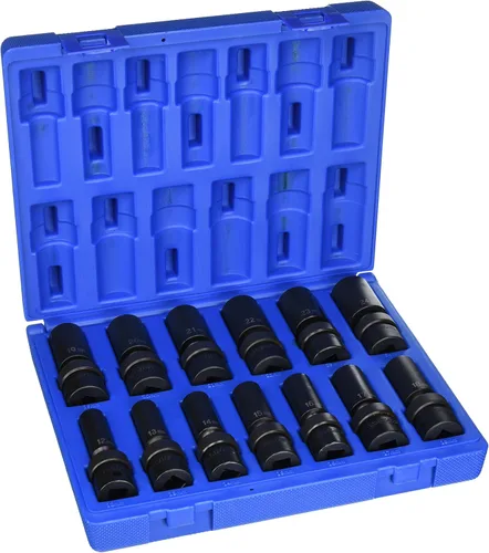 Vista 2 de Grey Pneumatic (1313UM) Juego de llaves de vaso universales métricas de longitud estándar de 1/2 pulgadas, 13 piezas