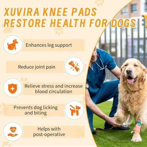 Vista 2 de Rodillera ajustable para perro para lesiones de acl y articulaciones, promueve la curación después de la cirugía, estabiliza las piernas delanteras