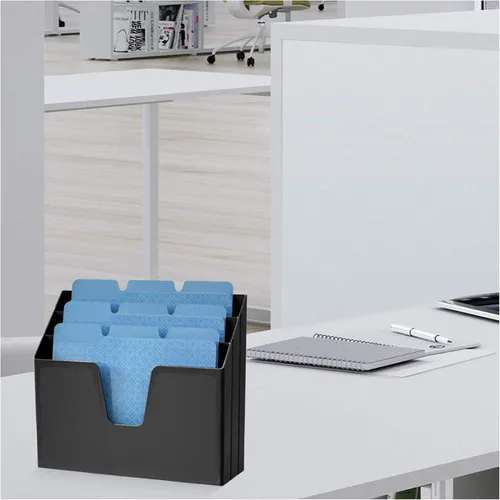 Vista 7 de Acrimet organizador fólder de triple archivo horizontal (color negro) Open Top Design, 3 Staggered Compartments, Wall-Mountable or Desktop