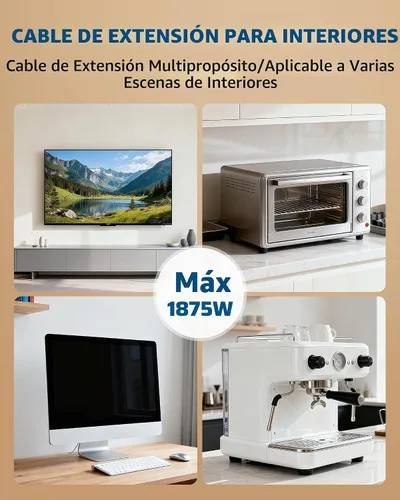 Vista 7 de DEWENWILS Cable de extensión corto de 1 pie, cable de extensión de cabeza plana para interiores con 3 puntas, cable de alimentación de perfil bajo