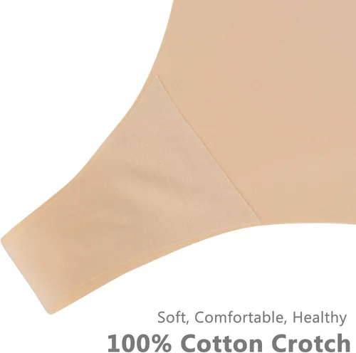 Vista 5 de SHARICCA Ropa interior invisible sin costuras para mujer, tanga, suave, paquete múltiple
