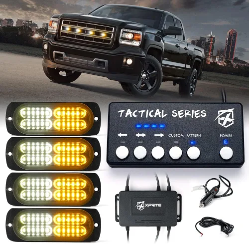 Vista 11 de Xprite Kit de 24 luces estroboscópicas LED ámbar de montaje en superficie con panel de control, conjuntos de luces de advertencia de emergencia