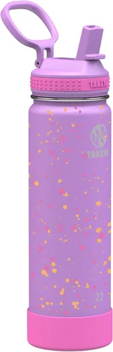 Vista 26 de Takeya Actives - Botella de agua con tapa con popote, duradera y de fácil cuidado, con aislamiento de acero inoxidable, tapa sin BPA con asa