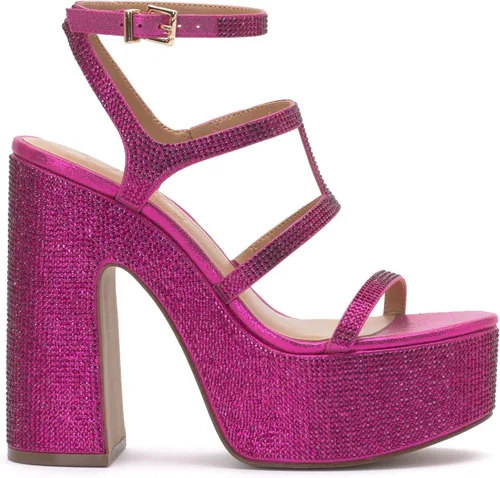 Vista 5 de Jessica Simpson Tacones de bloque con tiras de diamantes de imitación para mujer