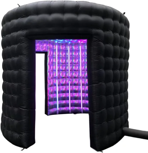 Vista 8 de Cabina de fotos LED inflable redonda de 10 pies de diámetro con 24 tubos de luz LED y soplador de aire inflable para cabina de fotos para bodas