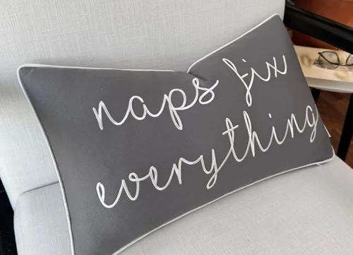 Vista 4 de EURASIA DECOR Naps Fix Everything Funda de Almohada Decorativa Bordada de Acento Lumbar para Cojín - Sala de Estar, Sofá, Silla, Patio, Automóvil