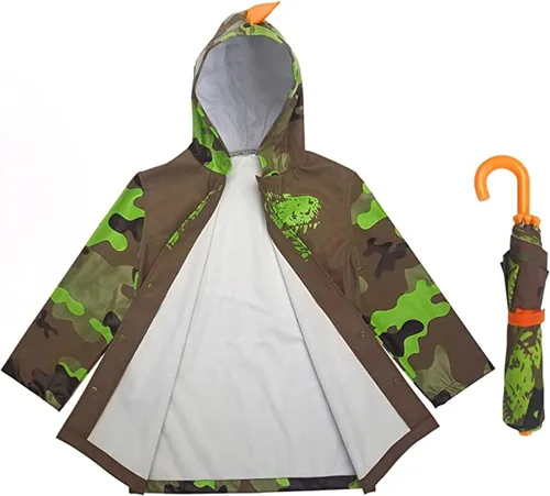 Vista 5 de Kids Umbrella for Girls and Boys & Rain Coats Set -Toddler Umbrellas Kids Raincoat Boys Girls Jacket (3-9 Years)