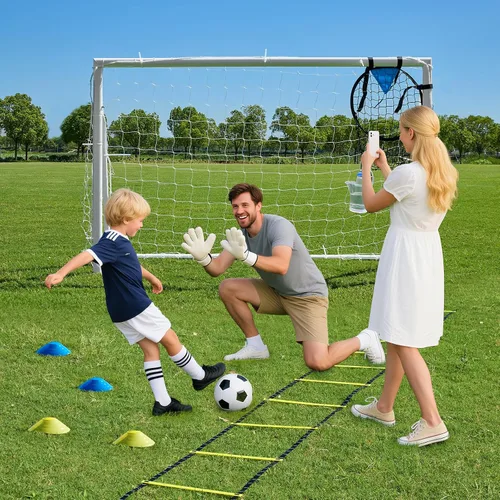Vista 6 de Porterías de fútbol para patio trasero, portería de fútbol de 12x6 pies, grande 10x6.5 pies, 8x6 pies, 6x4 pies, porterías de fútbol para jóvenes