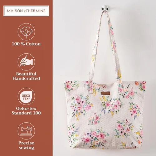 Vista 2 de Maison d' Hermine - Bolsa de lona de algodón reutilizable para mujeres, con asa para el hombro, bolsas a granel para compras y viajes