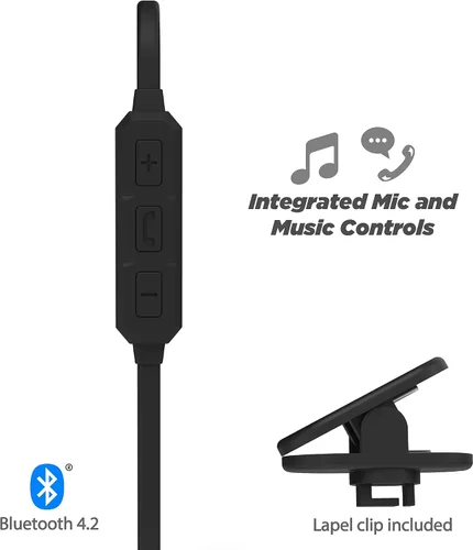 Vista 2 de Scosche BT102 Auriculares inalámbricos Bluetooth recargables con micrófono en línea, botones de control de música y almohadillas aislantes de ruido