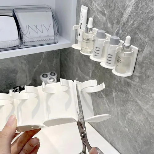 Vista 3 de Estante de almacenamiento multifuncional montado en la pared, organizador de baño, estante de pared sin perforaciones para suministros de baño