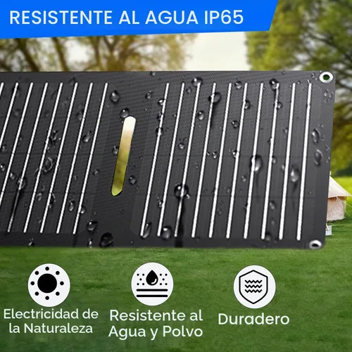 Vista 3 de Paneles solares portátiles de 30 W, ETFE Panel solar plegable con puertos USB-C/USB-A/CC para senderismo, camping, mochileros, cargador solar