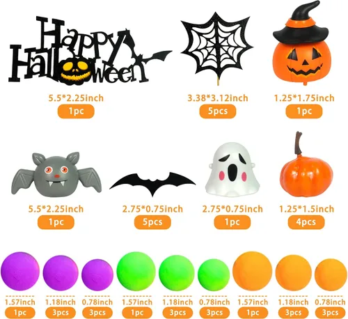 Vista 8 de Decoración de Halloween para tartas de calabaza, murciélago, fantasma