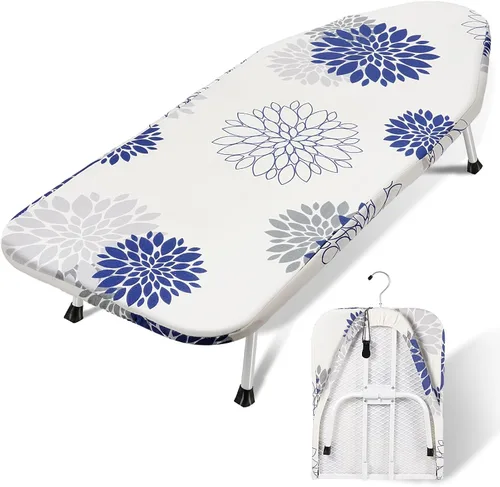 Vista 11 de SheeChung Tabla de Planchar Pequeña de Mesa 32" L x 12" A, Tabla de Planchar Plegable con Descanso para Plancha, Base de Metal de Malla, Funda