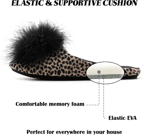 Vista 3 de Bctex Coll Pantuflas de terciopelo acogedoras, para mujer, con espuma viscoelástica, mullida, suela antideslizante, para el hogar y el dormitorio