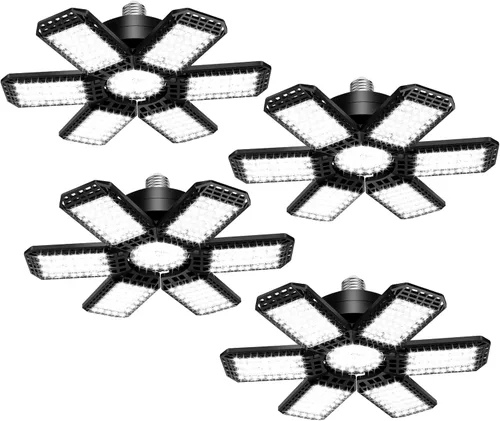Vista 9 de AUDLES - Paquete de 1 luz de garaje, 200 W, 20000 lm, 6500 K, luces LED para taller, luces de techo LED para garaje con 6+1 paneles deformables