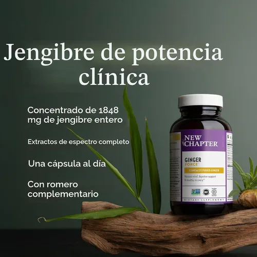 Vista 3 de New Chapter Suplemento de jengibre Force con ingredientes orgánicos supercríticos + cápsulas vegetarianas sin OMG, 60