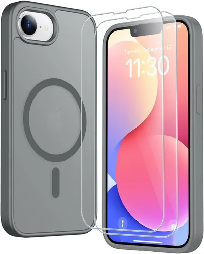 Vista 175 de SPIDERCASE Funda magnética translúcida diseñada para iPhone 11, con 2 protectores de pantalla de vidrio templado, antihuellas, para iPhone 11 de 6.1