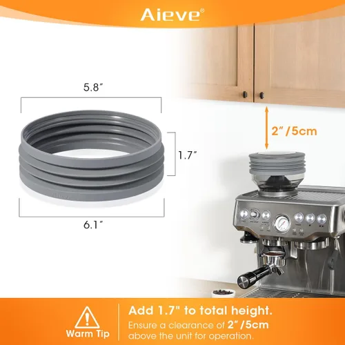 Vista 4 de AIEVE Fuelle de silicona compatible con Breville Barista Express, tolva de dosis única para máquina de café espresso Breville, gris