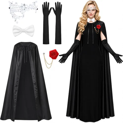 Vista 10 de 5 Pcs Half Face Opera Costume Accessories, Halloween Opera Outfits Set