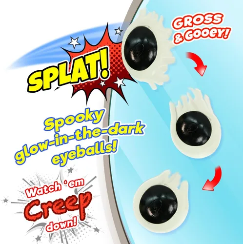 Vista 6 de JA-RU Sticky Eyeballs - Escaladores que brillan en la oscuridad (1 paquete de 2) – Juguete blando luminoso para decoración de Halloween y recuerdos